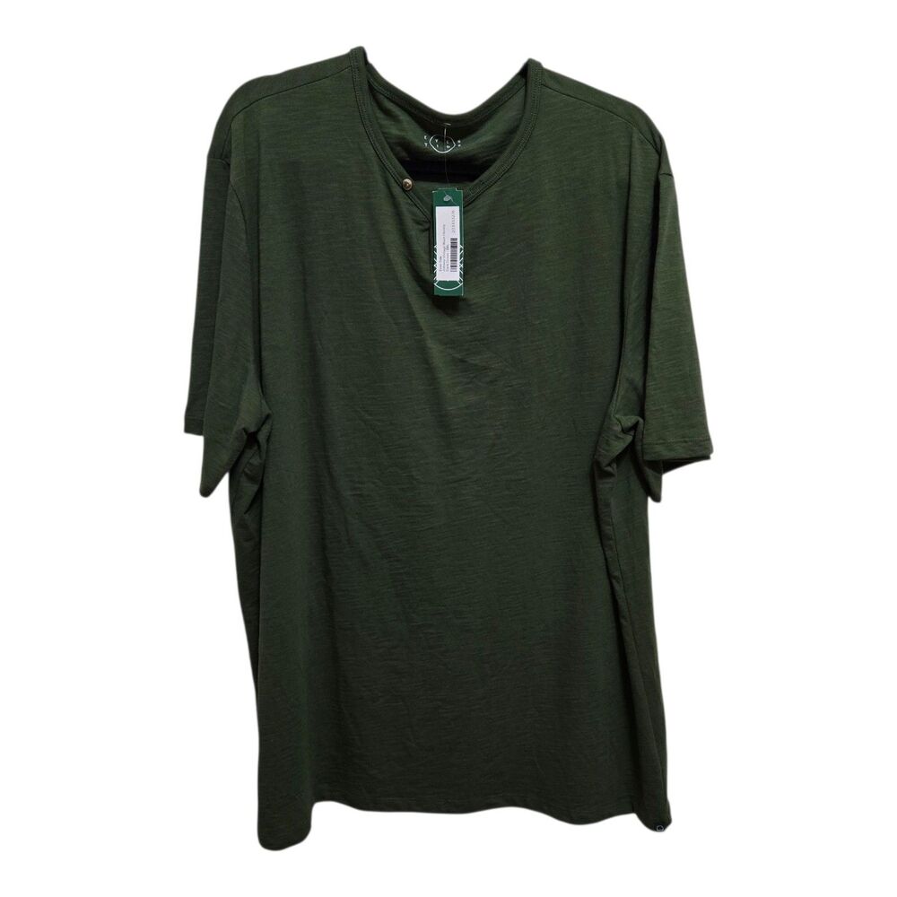 Even Tide Henley T-shirt Mens XXL Johnnie Vintage Wash Dark Green